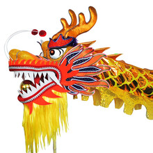 豪利特HLT-9节烫金黄舞龙舞狮道具龙头龙珠舞龙服装7节9节15节烫金黄龙绸布龙牛津烫金龙钢丝龙头