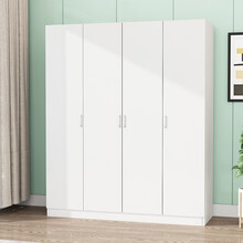 牵佳结 衣柜简易实木质平开门三门四门储物收纳家具柜子衣橱大衣柜 2门暖白色长0.8米*深0.5米*高1.9米