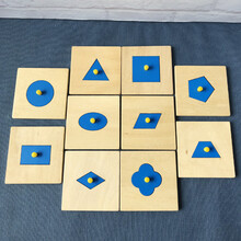 0-1-2岁幼儿早教玩具宝宝形状配对嵌板木质拼图益智几何积木 【10组装】几何形状嵌板