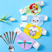 迪士尼(Disney) 宝宝纯棉吸汗巾婴儿童隔汗巾垫背全棉幼儿园汉巾加大号大童 32cm6层男孩5条 建议0-5岁