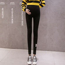 南叮雅格孕妇裤子春夏款新款外穿打底裤2021时尚米奇刺绣潮妈小脚裤夏装 黑色 M