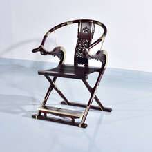 宗木府红木家具血檀（学名：染料紫檀）交椅圈椅太师椅折叠椅三件套办公椅电脑椅茶椅古筝椅书画椅 单椅