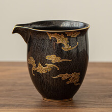 唐舍 仿古功夫茶具套装6人整套家用简约陶瓷盖碗茶壶现代办公客厅 黑晶釉 - 公道杯