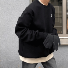 耐克（NIKE）卫衣男装上衣2025春季新款运动服针织保暖圆领休闲服黑色长袖套头 BV2667-010内里毛圈  M