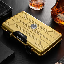 茄龍（CIGARLOONG）雪茄盒10只套装便携双层槽环保烟盒子雪茄保湿盒 金色