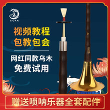 宏艺凤鸣网红乌木唢呐D音调齐全配件芦苇哨片专业成人初学款 网红款乌木小F调漆金碗+十大豪礼