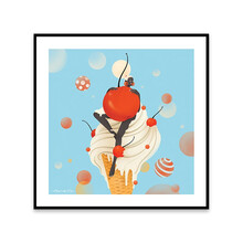 dprints迪品 现代简约轻奢客厅装饰画壁画艺术限量版画卧室餐厅玄关背景画家装创意版画《小人国》 黑色铝框 362*362 mm