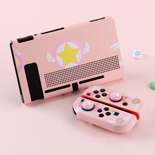 丸图【3D打印壳】任天堂switch保护壳硬壳可爱防摔 创意樱花粉风信蓝彩色 ns主机分体保护套 switch【百变小樱】樱花粉3D壳 膜+粉色猫爪