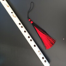 白色笛子古风刻字初学者一节横笛顾昀表演拍照道具 4号流苏/刻顾昀花纹/书