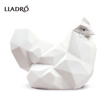 LLADRO雅致 吉光凤羽 日式折纸风格鸡型 瓷偶 白色哑光