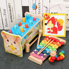 新款 婴儿打地鼠玩具十一个月具幼儿童礼物锻炼女宝宝敲击厹 可爱鼠+八音琴+扭扭虫+磁性拼图