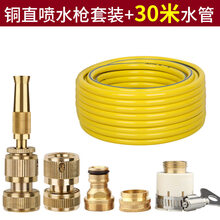洗车水枪 高压增压喷头洗车用浇花水管家用冲洗自来水水枪头 铜水枪+台盆接纯铜接头5件套+30米4分管