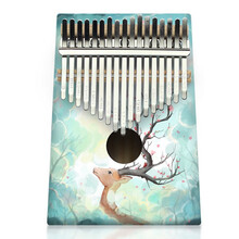 拇指琴卡林巴琴17音卡灵巴琴抖音初学者入门手指琴白色kalimba乐器 彩绘款17音梅角鹿