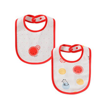 好孩子童装新款婴儿围兜2件装 男女宝宝新生儿围嘴口水巾 本白
