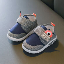 春秋1-2-3岁学步鞋男宝宝单鞋休闲帆布鞋 幼童鞋女宝宝鞋机能棉鞋XZ 1925灰色 16 内长11.5cm