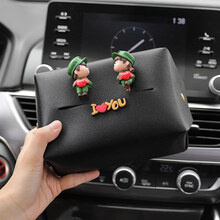 赛霸奥 车载纸巾盒车用挂式遮阳板创意可爱汽车用扶手箱抽纸袋餐巾纸盒女 黑色爱心情侣款