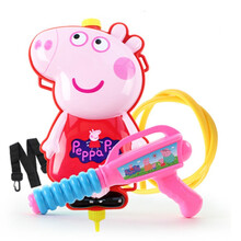 新款儿童可爱卡通水枪玩具奥特曼背包水枪打水仗神器呲水枪男孩夏天沙滩戏水玩具 小猪红色