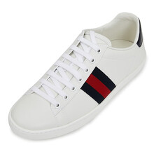 古驰 GUCCI 女士白色牛皮牛织带休闲运动鞋 387993 A38D0 9072 7/37