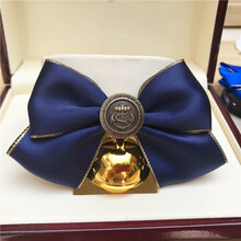 豆乐奇狗铃铛项圈宠物领结领带蝴蝶结项链猫咪狗狗小中大型犬狗领结 藏青+三星金铃 S