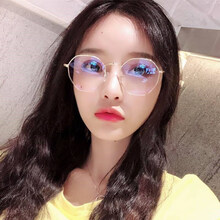 近视眼镜框男防蓝光电脑平光镜护目镜复古防辐射平镜眼镜女配眼镜框架近视镜抗蓝光网红 高清玫瑰金带镜袋加镜布