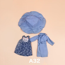 小天使娃衣6分胖子体娃衣休闲服ICY小布娃娃衣服裙子裤子30cm衣服 宝蓝色 A-32（只是娃衣）