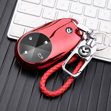适用于蔚来ES6钥匙套ES8蔚来车钥匙包壳2021款蔚来钥匙扣男女高档 活力红【套+专利扣+挂绳】