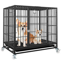 憨憨宠 狗笼狗笼子猫笼大型犬中型犬小型犬可折叠免安装加粗加固金毛拉布拉多哈士奇泰迪宠物笼子狗狗用品 黑色78折叠免安装款（78*50*77cm）