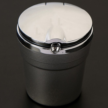 车载烟灰缸汽车用品功能小件合金盖带LED灯金属内胆个性创意烟灰桶烟灰盒21款20款19款18款17款 需要其他车标，请联系客服 【升级款-商务银】加厚金属内胆+合金盖+LED灯