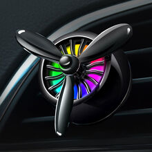 车载小飞机风扇 车载香水汽车内饰品空调出风口小风扇旋转车上装饰品香薰持久清香 炫彩黑【带灯】 桂花【香片10个】