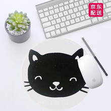 冰雷 鼠标垫 可爱女生卡通动漫加厚个性鼠标垫 圆形方形创意鼠标垫 笔记本台式电脑办公游戏鼠标垫 黑色小猫(220*220*3MM)