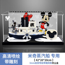 亚克力展示盒 适用21317乐高威利号米奇蒸汽船模型手办展示防尘罩 常规盒+底背喷绘（3mm） 常规盒（无电源，无灯箱）