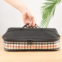 康兴达 饭盒保温袋大中型号加厚手提饭桶包铝箔大号小号外卖便当保温饭盒袋子加厚(自家饭盒) 牛津布大号黑格纹餐盘手提保温袋