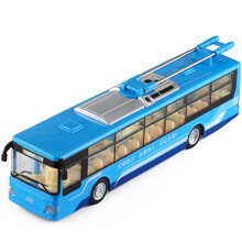 嘉业1:48合金单节电车公交车巴士合金车模玩具车回力汽车模型玩具儿童礼物 嘉业0143单节电车巴士 蓝色