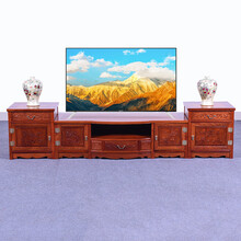 DFJXW F红木家具缅甸花梨（学名：大果紫檀）电视柜实木原木新中式地柜视听柜 长240*宽46*高55cm