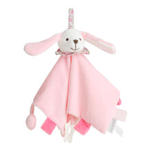 法国麦侬贝儿 婴儿安抚巾可入口 宝宝口水巾围嘴 带安抚玩偶牙胶响纸 经典款粉色安心兔 30cm