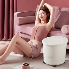 网易严选 智造 高桶水浴足浴盆 沐足盆 高深桶足浴盆 电动按摩加热 洗脚盆 封闭熏蒸泡脚桶 送父母 瓷白色