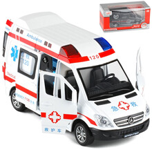 儿童玩具车救援车警车仿真合金车模型声光回力可侧开门救护车警察车特警车 侧开门120救护车