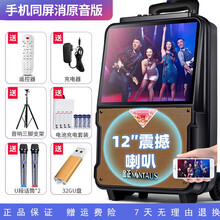 金正广场舞音响带显示屏幕大屏无线话筒拉杆户外音箱K歌家用蓝牙唱歌跳舞一体机移动ktv大功率音量播放器 15寸同屏版+2*U段话筒+U盘+充电套装+支架