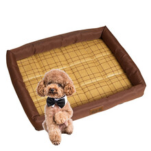 宠物垫子防潮夏季狗狗睡垫泰迪小型犬狗窝可洗凉席中大型犬夏天窝 纯色咖啡色 S码40*30cm