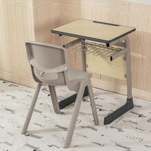 学校课桌椅 套装双人桌组合学校培训班课桌椅套装小学生辅导班学习教室写字桌捷时越 033+44高注塑椅