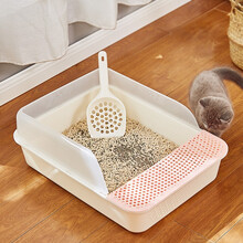 伊丽猫砂盆特大号自动猫厕所顶入式半封闭式猫砂盆幼猫成猫防外溅猫屎盆猫咪用品 粉色S码 42*27.2*17cm