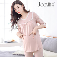 娇银月子服春夏季莫代尔孕妇睡衣产妇产后喂奶哺乳睡衣家居服薄款 M941豆沙（精品兰精莫代尔） XL（适合体重160斤以内）