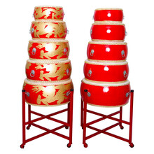 琴兹（Qin Ci）10/18/24寸龙鼓大鼓舞蹈节奏锣鼓牛皮鼓中国红鼓成人儿童盘鼓堂鼓 12寸龙鼓+鼓棒+鼓架