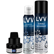LVV波兰进口真皮皮鞋油 鞋乳一擦亮 上光滋润护理擦鞋神器 懒人鞋刷皮鞋皮衣皮包 黑色棕色 无色通用 套装5【备注颜色+防水喷剂+泡沫清洁剂】 50ml