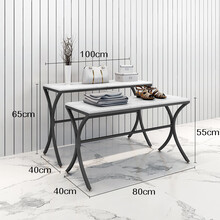 实木板中岛流水台服装店铺展示架落地式橱窗高低组合鞋帽桌列架子 如图一套