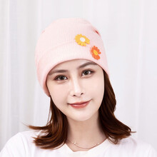 月子帽秋冬款加厚产妇产后坐月子头巾可爱保暖冬天防风防寒孕妇帽 粉色花朵 均码