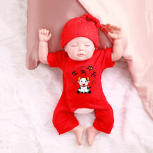 法芭兔连体宝宝衣服满月小孩婴儿0-3月和尚初生夏季薄款短袖幼儿网红 牛气冲天开档(短袖侧扣+帽送袜) 59cm