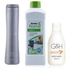 安利（Amway）超值组合装 洗发水280ml+多用途清洁剂+润肤肤沐浴露250ml 固源韧发280ml+多用途清洁剂+润肤250ml