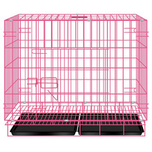 京宠【一拉成型】狗笼猫笼宠物笼狗狗笼子加粗加密折叠便携鸡兔鸽子家禽笼狗窝宠物窝寄养笼 1007粉色升级版（70*50*60cm）