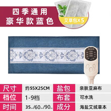 福然客 电加热盐袋海盐粗盐热敷包电热艾灸艾草家用肩颈椎理疗袋子 9档手控豪华款-蓝+艾草包5片 默认3